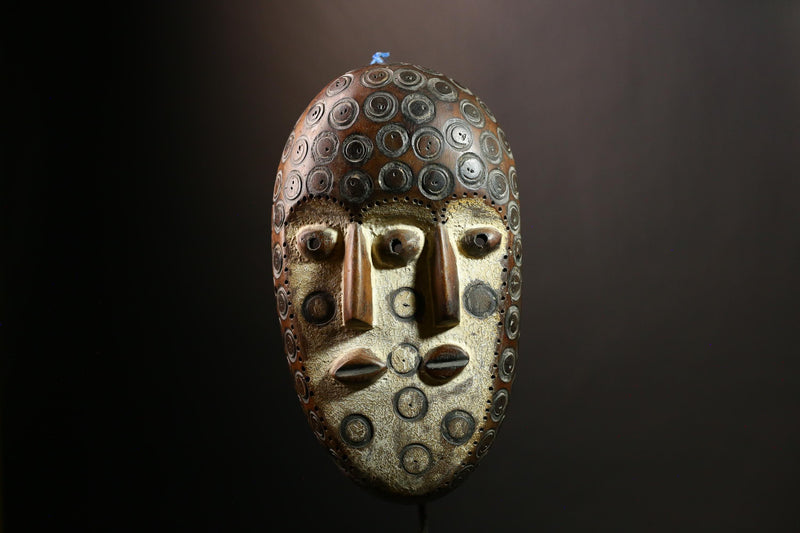 African Bwami 3 Faces Mask Lega Tribal Art Sculpture, Congo Wall Decor, Ethnic Home Décor, Unique Collectible for Artistic Display-G4006