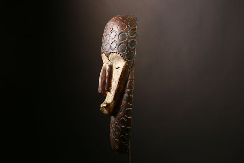 African Bwami Four-Faced Mask, Lega Tribal Society Sculpture, Handcrafted Art, Unique Ethnic Decor, Collectible Wall Display for Home-G4004