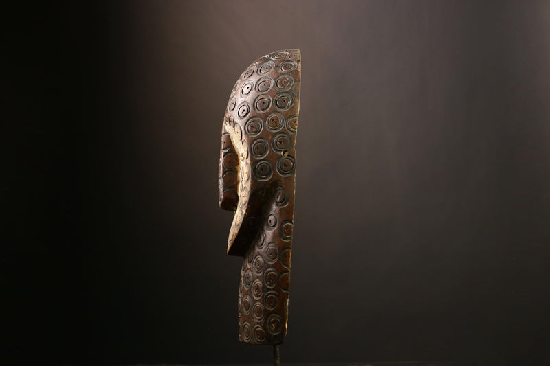 African Bwami Lega Mask Antique Wood Sculpture, Tribal Wall Art, Ethnic Home Decor, Unique Collectible Art Object for Display-G4002