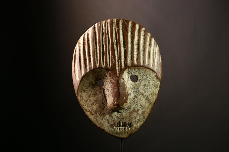 African Lega Mask | Authentic Tribal Face Sculpture | Congo Bwami Ceremonial Art | Wooden Ethnic Wall Decor | Collectible Muminia-G4001