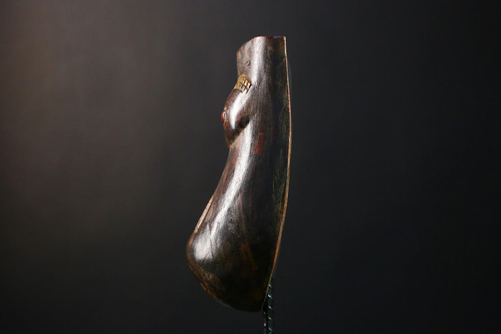 African Mask - Authentic Makonde Belly Mask, Hand-Carved Wooden Wall Art, Unique Tribal Decor, Cultural Home Accent for Collectors-G3753
