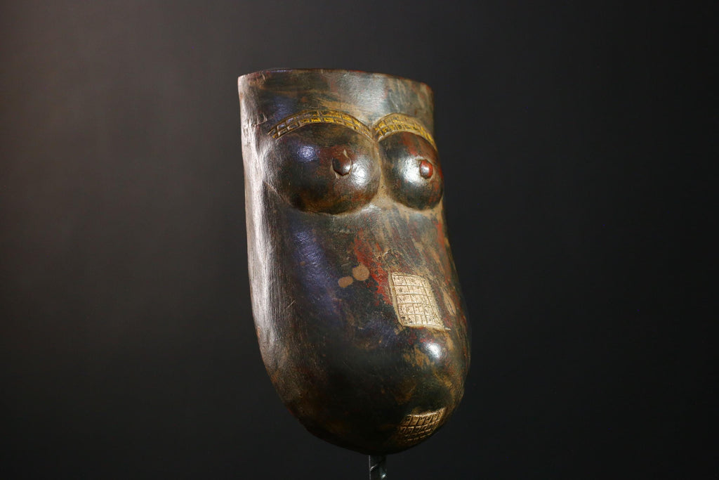 African Mask - Authentic Makonde Belly Mask, Hand-Carved Wooden Wall Art, Unique Tribal Decor, Cultural Home Accent for Collectors-G3753