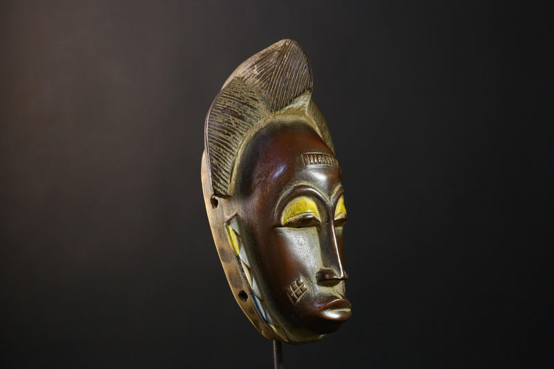 African Mask - Hand-Carved Guro Baule Tribal Wood, Unique Wall Decor, Ethnic Art Piece, Cultural Home Accent, Collectible Sculpture-G3742