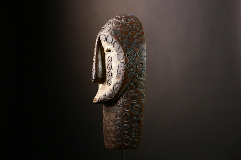 African Lega Mask: Authentic Tribal Wood Sculpture | Unique White Face Wall Art | Stunning Home Decor for Collectors and Enthusiasts-G4021