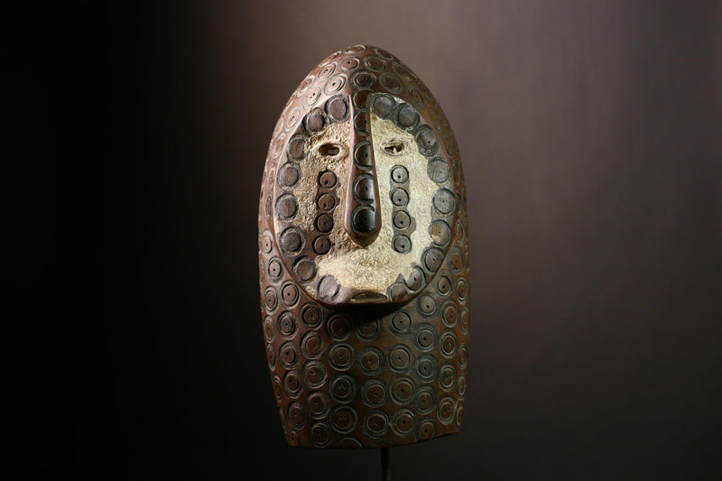 African Lega Mask: Authentic Tribal Wood Sculpture | Unique White Face Wall Art | Stunning Home Decor for Collectors and Enthusiasts-G4021