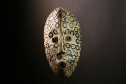 African Lega Mask: Authentic Tribal Wood Sculpture | Unique White Face Wall Art | Stunning Home Decor for Collectors and Enthusiasts-G4020