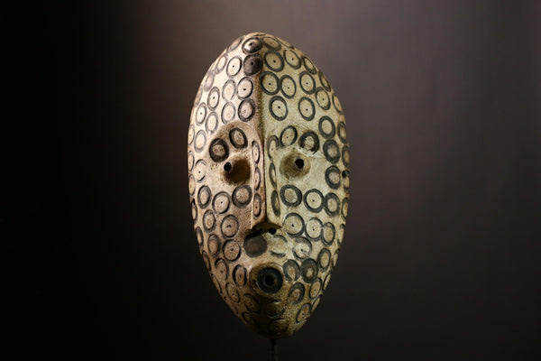 African Lega Mask: Authentic Tribal Wood Sculpture | Unique White Face Wall Art | Stunning Home Decor for Collectors and Enthusiasts-G4020