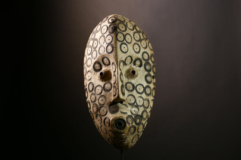 African Lega Mask: Authentic Tribal Wood Sculpture | Unique White Face Wall Art | Stunning Home Decor for Collectors and Enthusiasts-G4020