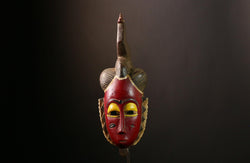 African Guro Mask: Hand-Carved Wooden Tribal Art | Unique Black Wall Decor | Authentic Sculpture for Home and Gallery Display-G4018