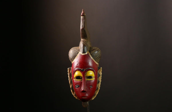 African Guro Mask: Hand-Carved Wooden Tribal Art | Unique Black Wall Decor | Authentic Sculpture for Home and Gallery Display-G4018