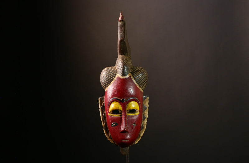 African Guro Mask: Hand-Carved Wooden Tribal Art | Unique Black Wall Decor | Authentic Sculpture for Home and Gallery Display-G4018