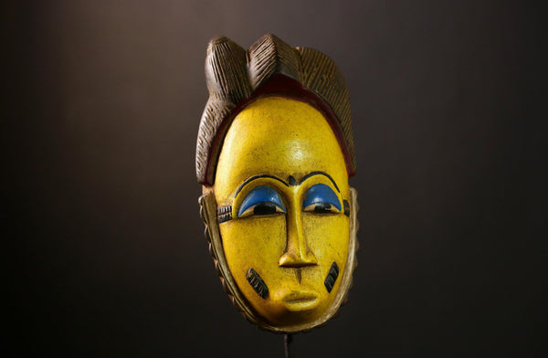 African Yaure Guro Mask: Antique Wooden Art from Liberia | Unique Wall Décor for Home | Authentic Tribal Sculpture for Collectors-G4016