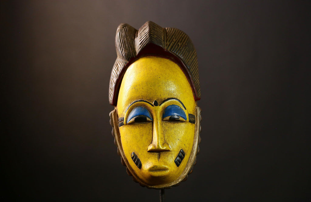 African Yaure Guro Mask: Antique Wooden Art from Liberia | Unique Wall Décor for Home | Authentic Tribal Sculpture for Collectors-G4016
