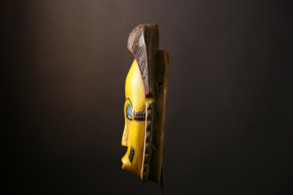 African Yaure Guro Mask: Antique Wooden Art from Liberia | Unique Wall Décor for Home | Authentic Tribal Sculpture for Collectors-G4016