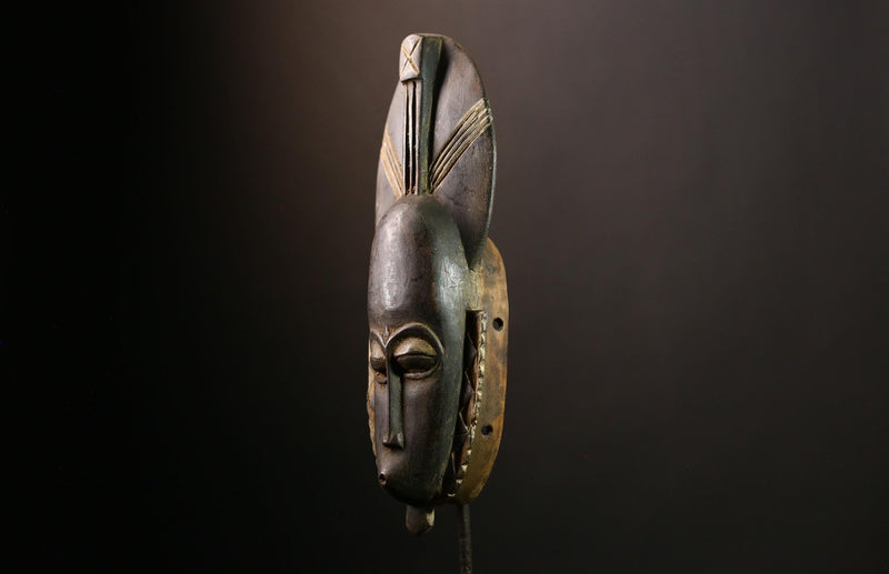 African Guro Mask: Hand-Carved Wooden Tribal Art | Unique Black Wall Decor | Authentic Sculpture for Home and Gallery Display-G4014