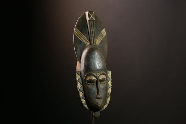 African Guro Mask: Hand-Carved Wooden Tribal Art | Unique Black Wall Decor | Authentic Sculpture for Home and Gallery Display-G4014