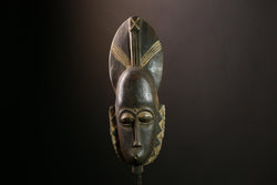 African Guro Mask: Hand-Carved Wooden Tribal Art | Unique Black Wall Decor | Authentic Sculpture for Home and Gallery Display-G4014