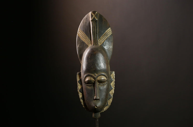 African Guro Mask: Hand-Carved Wooden Tribal Art | Unique Black Wall Decor | Authentic Sculpture for Home and Gallery Display-G4014