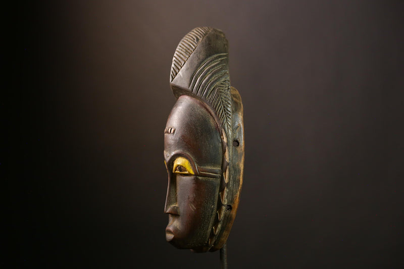 African Guro Mask: Hand-Carved Wooden Tribal Art | Unique Black Wall Decor | Authentic Sculpture for Home and Gallery Display-G4013