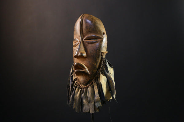 African Mask Wood Dan Deangle Vintage Real Figure, Unique Wall Collectible , Hand-Carved Tribal Decor for Home, Cultural Accent Piece-G3760