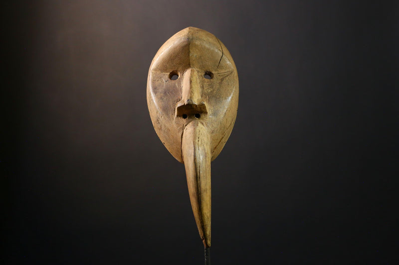 African Mask - Cubist Dan Bird Man Wood Face Mask, Early 20th Century Tribal Art, Unique Wall Decor, Cultural Collectible Sculpture -9562