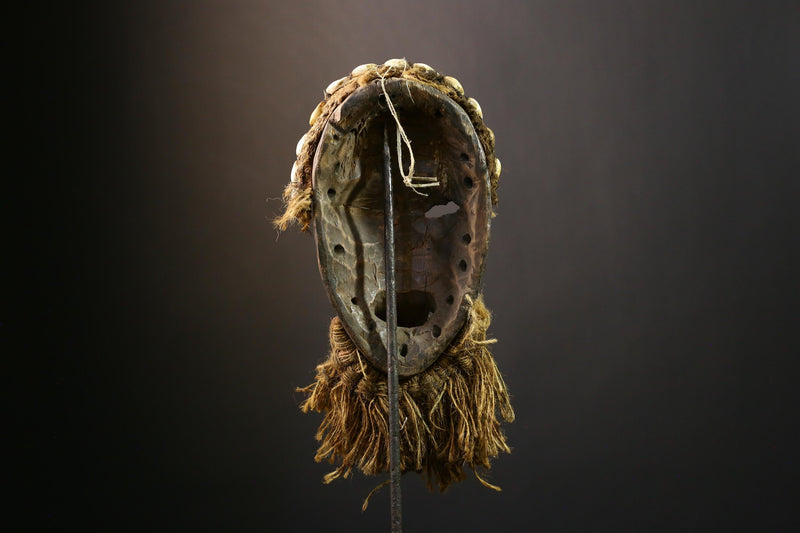 African Mask Antique Dan Tribal Face, Vintage Hand-Carved Wooden Wall Art, Unique Decorative Sculpture, Cultural Home Decor -9603