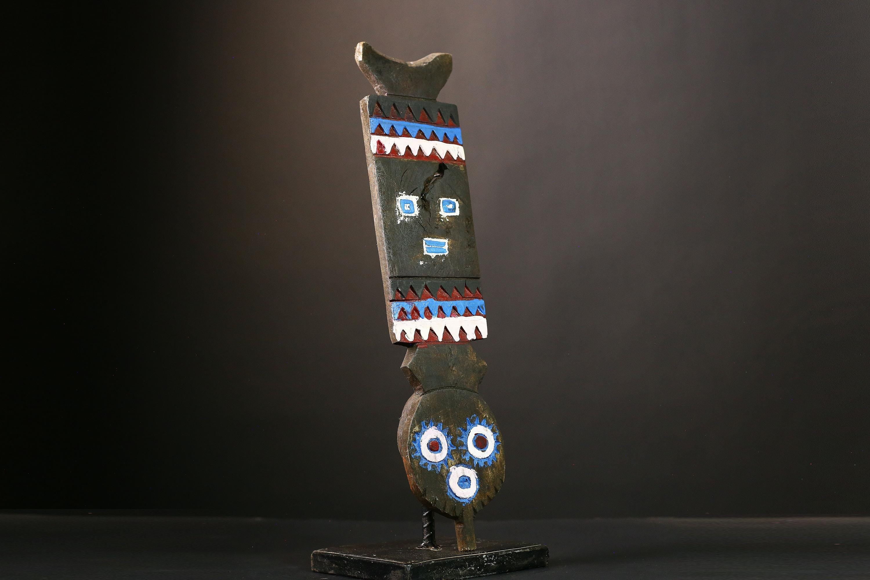 African Mask - Antique Bobo Wood Plank Mask - Vintage Tribal Art for Unique Wall Décor and Ethnic Collectible Sculpture Display-G2045