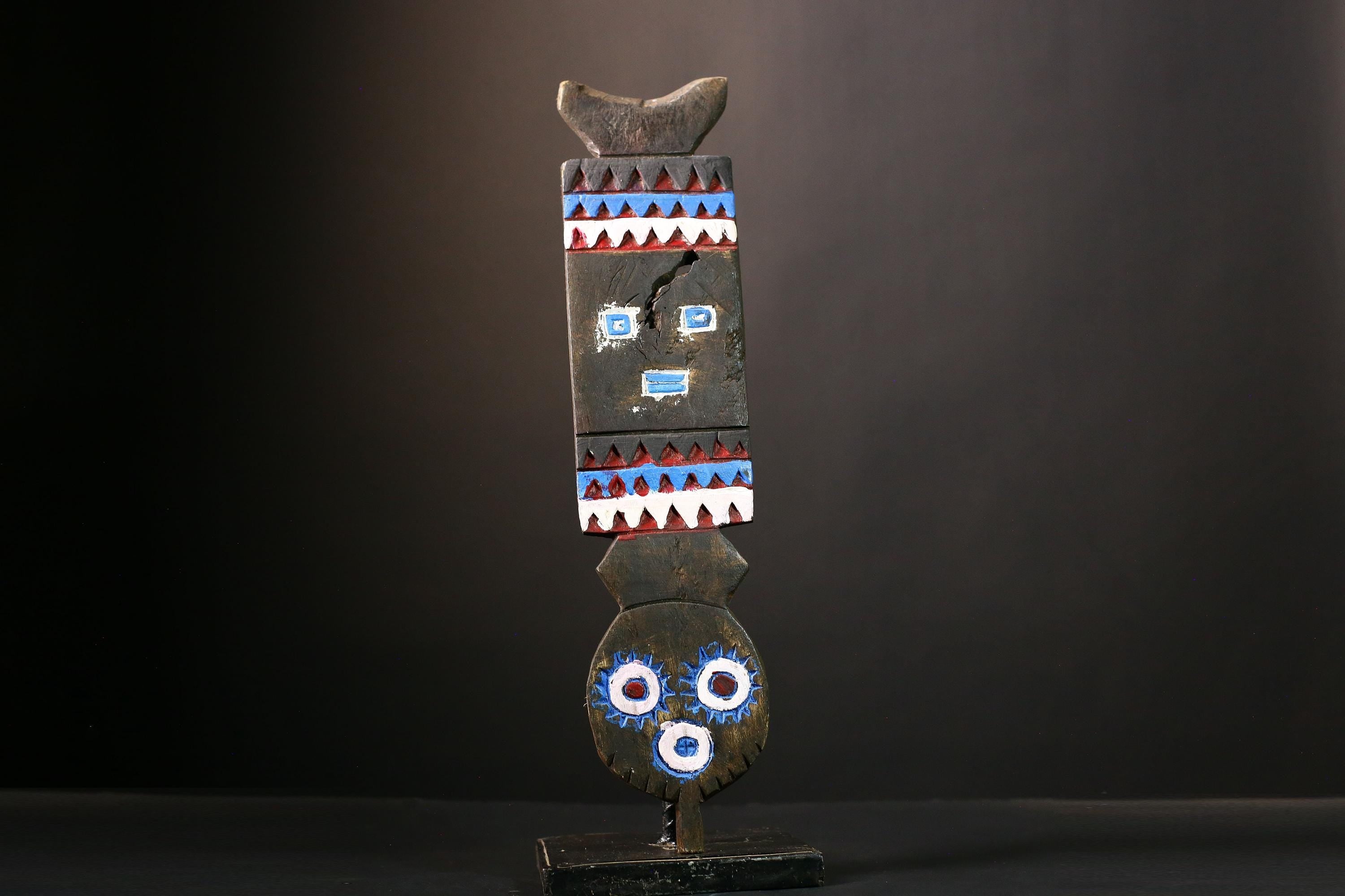 African Mask - Antique Bobo Wood Plank Mask - Vintage Tribal Art for Unique Wall Décor and Ethnic Collectible Sculpture Display-G2045