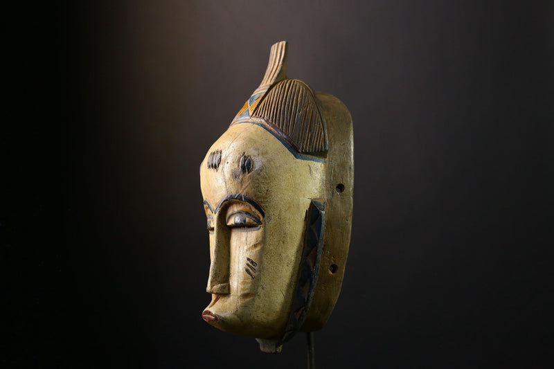 African Mask - Hand-Carved Guro Tribal Face Wooden Wall Art - Vintage Decor for Unique Home Accent and Cultural Collectible-3539