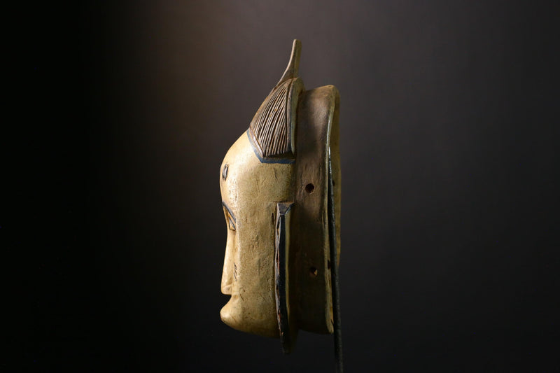 African Mask - Hand-Carved Guro Tribal Face Wooden Wall Art - Vintage Decor for Unique Home Accent and Cultural Collectible-3539