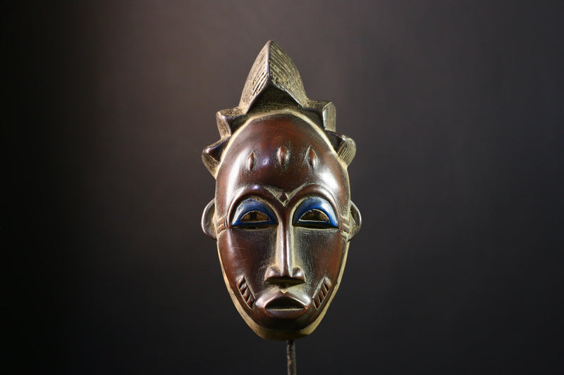 African Mask - Hand-Carved Guro Female Face Zaouli Dance Art - Unique Wall Collectible for Ethnic Home Decor and Cultural Displays -G3780