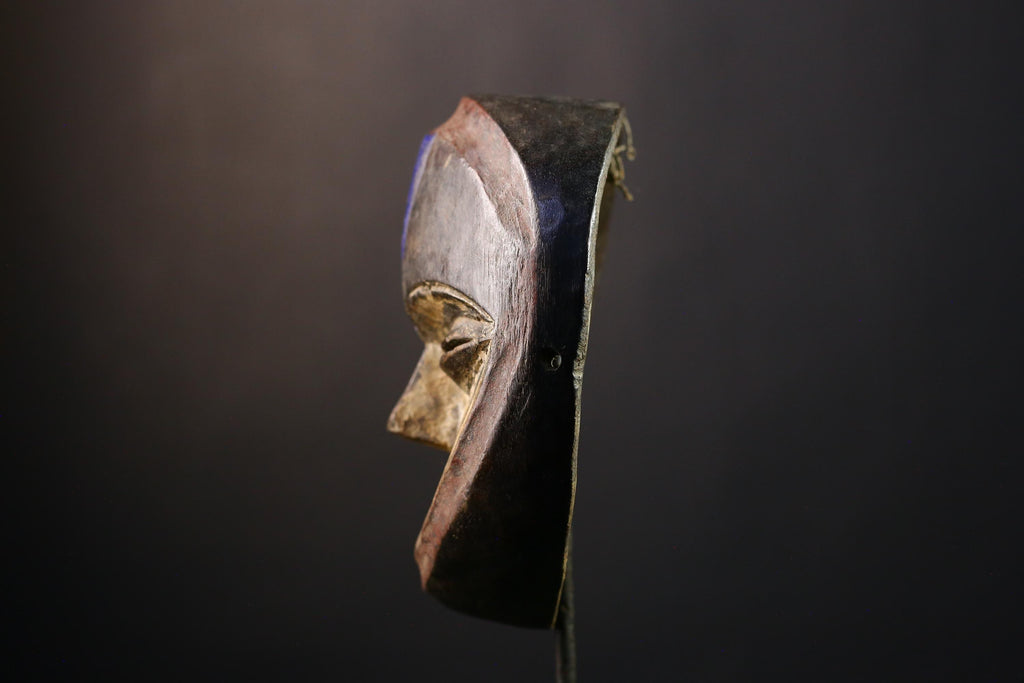 African Mask Lega Tribal Art, Handcrafted Wooden Mask Unique Texture, Cultural Wall Decor, Ethnic Art Collectible for Home Decoration -G3778