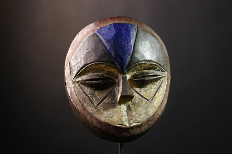 African Mask Lega Tribal Art, Handcrafted Wooden Mask Unique Texture, Cultural Wall Decor, Ethnic Art Collectible for Home Decoration -G3778