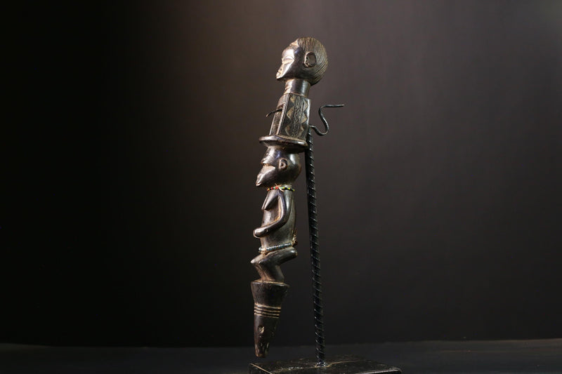 African Figure Nkisi N'kondi Power Figure, Hand-Carved Wooden Tribal Art, Unique Primitive Sculpture, Cultural Home Decor Collectible -G3777