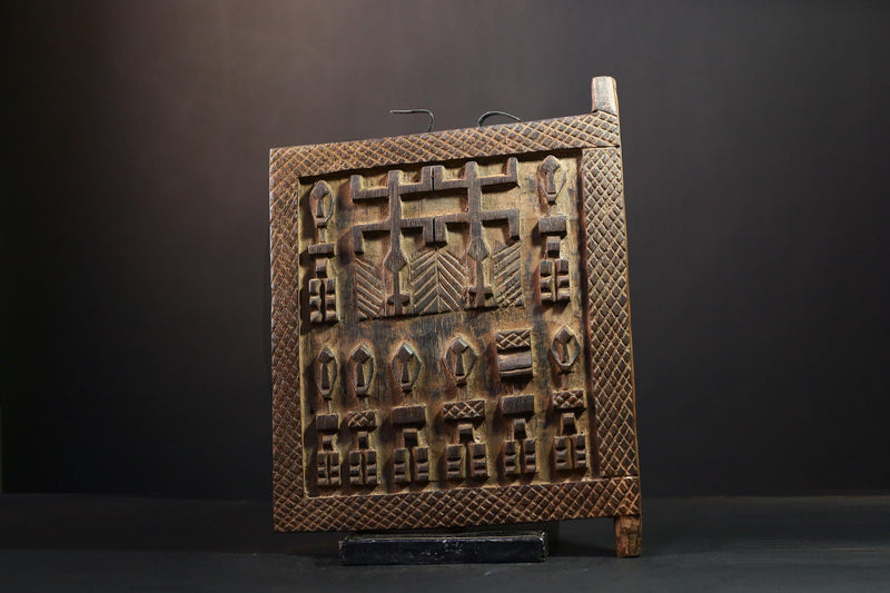 African Dogon Door - Hand-Carved Wooden Granary Door Decor from Dogoan Tribe in Mali - Unique Cultural Art Piece for Home Display-G3771