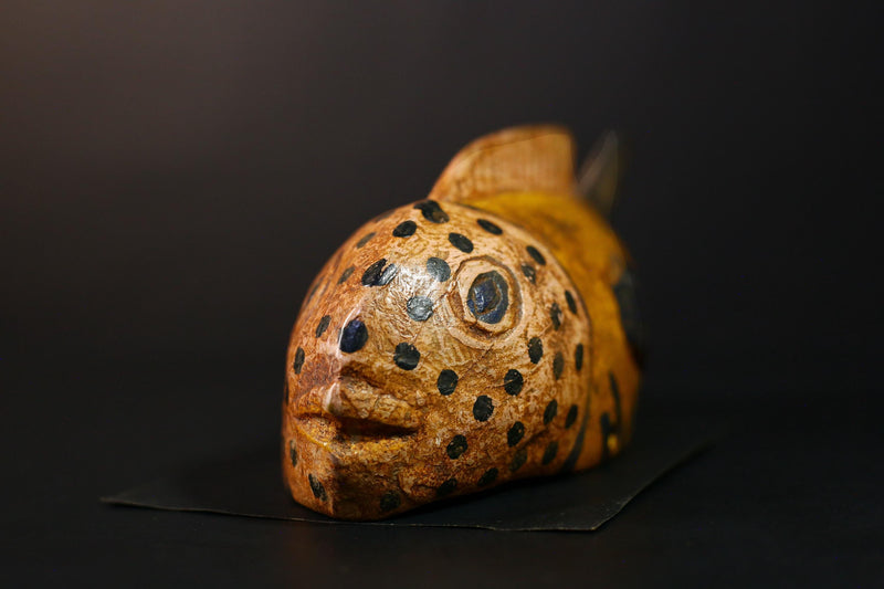 African Figure Bozo Fish Puppet Statue, Handmade Wooden Art, Unique Primitive Collectible, Ethnic Decor Sculpture for Home Display-G3770