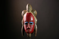 African Guro Mask - Handmade Tribal Wall Art, Unique Home Décor, Ethnic Face Mask Sculpture, Collectible Mask for Wall Display-G4026