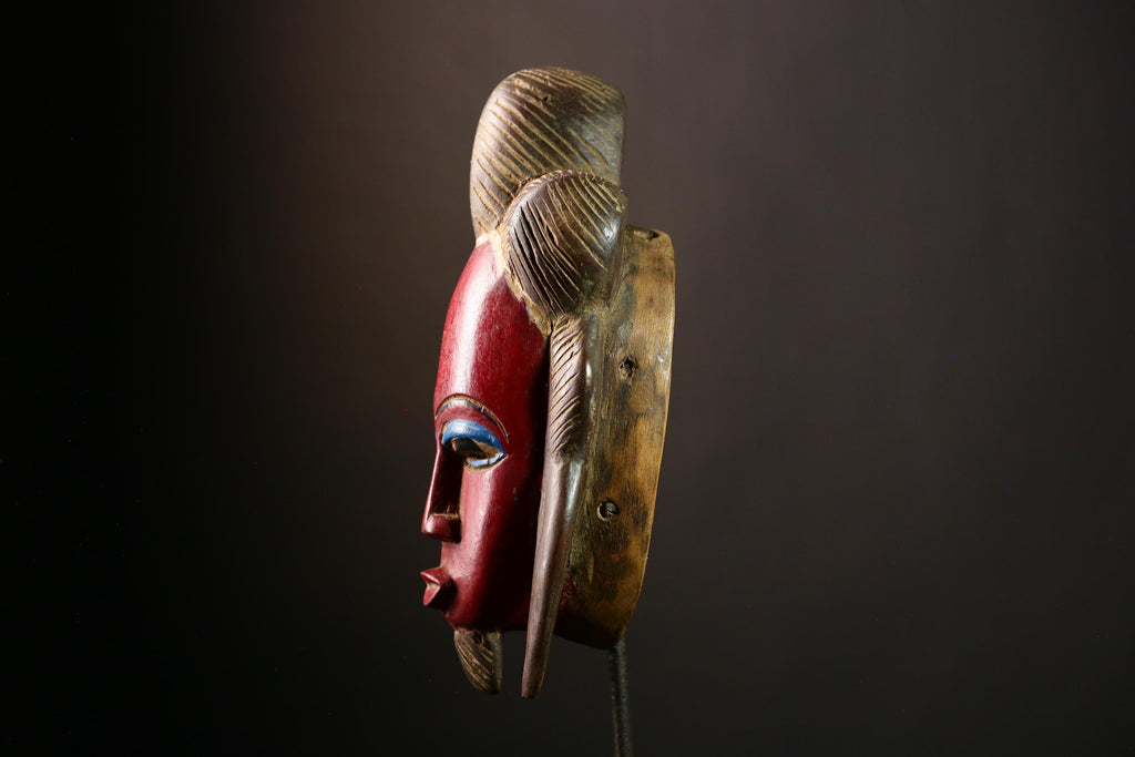 African Guro Mask - Handmade Tribal Wall Art, Unique Home Décor, Ethnic Face Mask Sculpture, Collectible Mask for Wall Display-G4026