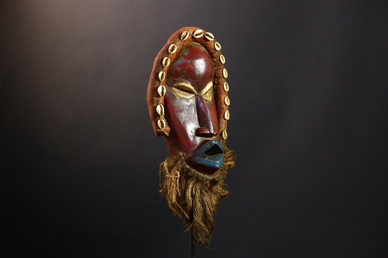 African Mask - Rare Hand-Carved Dan Rasta Tribal Mask - Authentic Cote d'Ivoire Decor for Unique Home and Cultural Art Display-G3794