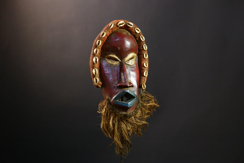 African Mask - Rare Hand-Carved Dan Rasta Tribal Mask - Authentic Cote d'Ivoire Decor for Unique Home and Cultural Art Display-G3794