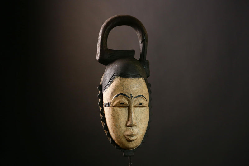 African Baule Mask, Hand-Carved Wooden Art for Wall Decor, Unique Tribal Sculpture and Cultural Piece, Traditional African Aesthetic-G4040