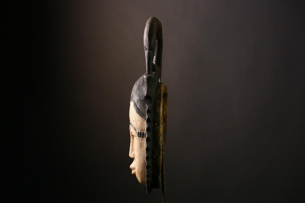 African Baule Mask, Hand-Carved Wooden Art for Wall Decor, Unique Tribal Sculpture and Cultural Piece, Traditional African Aesthetic-G4040