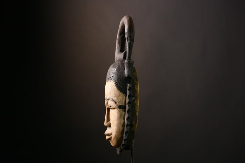 African Baule Mask, Hand-Carved Wooden Art for Wall Decor, Unique Tribal Sculpture and Cultural Piece, Traditional African Aesthetic-G4040