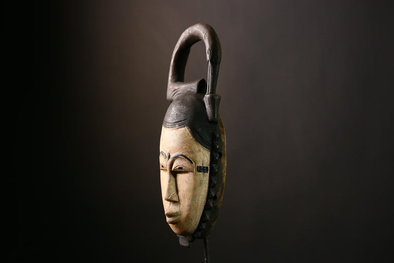 African Baule Mask, Hand-Carved Wooden Art for Wall Decor, Unique Tribal Sculpture and Cultural Piece, Traditional African Aesthetic-G4040