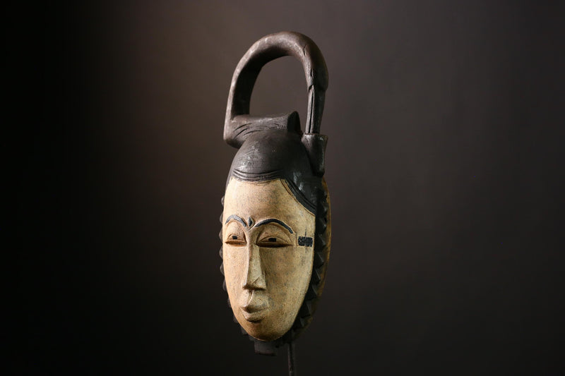 African Baule Mask, Hand-Carved Wooden Art for Wall Decor, Unique Tribal Sculpture and Cultural Piece, Traditional African Aesthetic-G4040