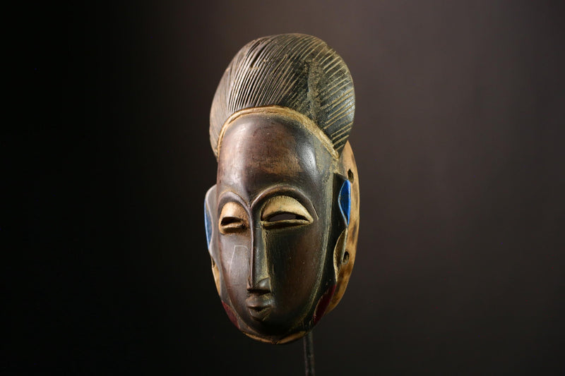 African Baule Mask Antique Wooden Art | Primitive Wall Hanging Decor | Unique African Sculptures for Home | Collectible Masks-G4038