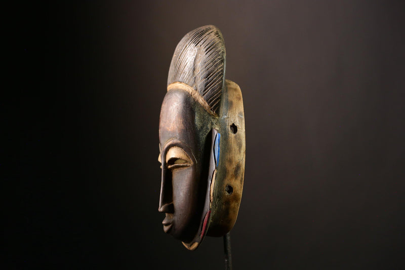 African Baule Mask Antique Wooden Art | Primitive Wall Hanging Decor | Unique African Sculptures for Home | Collectible Masks-G4038