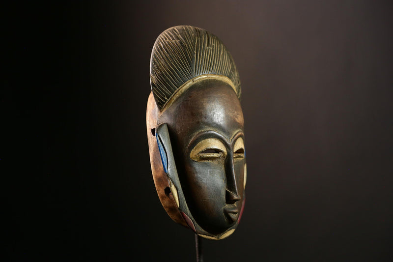 African Baule Mask Antique Wooden Art | Primitive Wall Hanging Decor | Unique African Sculptures for Home | Collectible Masks-G4038