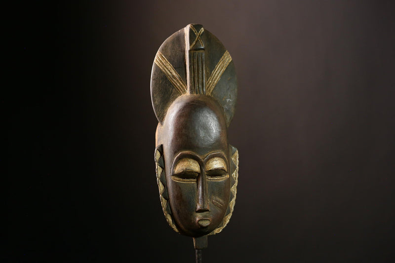 African Baule Mask, Hand-Carved Wooden Art for Wall Decor, Unique Tribal Sculpture and Cultural Piece, Traditional African Aesthetic-G4034