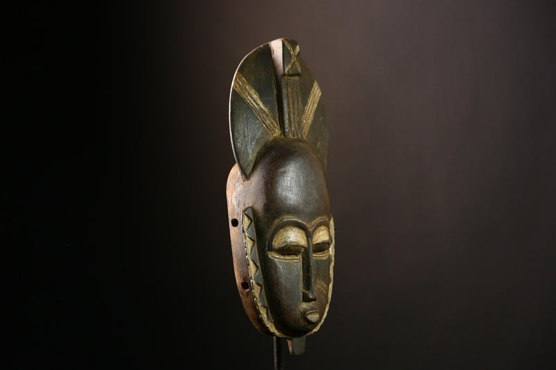 African Baule Mask, Hand-Carved Wooden Art for Wall Decor, Unique Tribal Sculpture and Cultural Piece, Traditional African Aesthetic-G4034